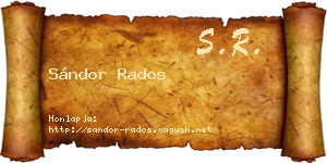 Sándor Rados névjegykártya